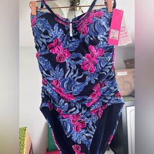 Lilly Pulitzer Farlee One-Piece Swimsuit In Multi Color Low Tide Navy 6 NWT
